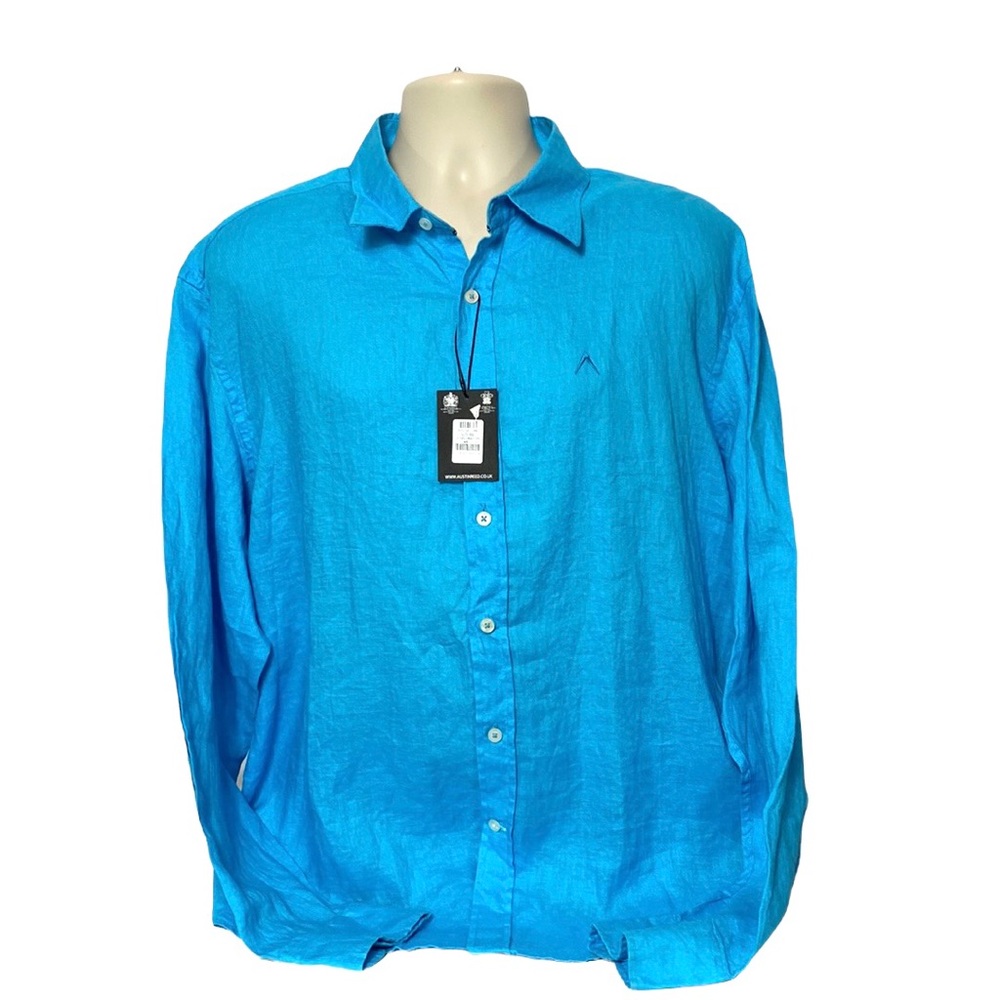 NWT Blue Cotton Long Sleeve Button Doen Casual Shirt XXL